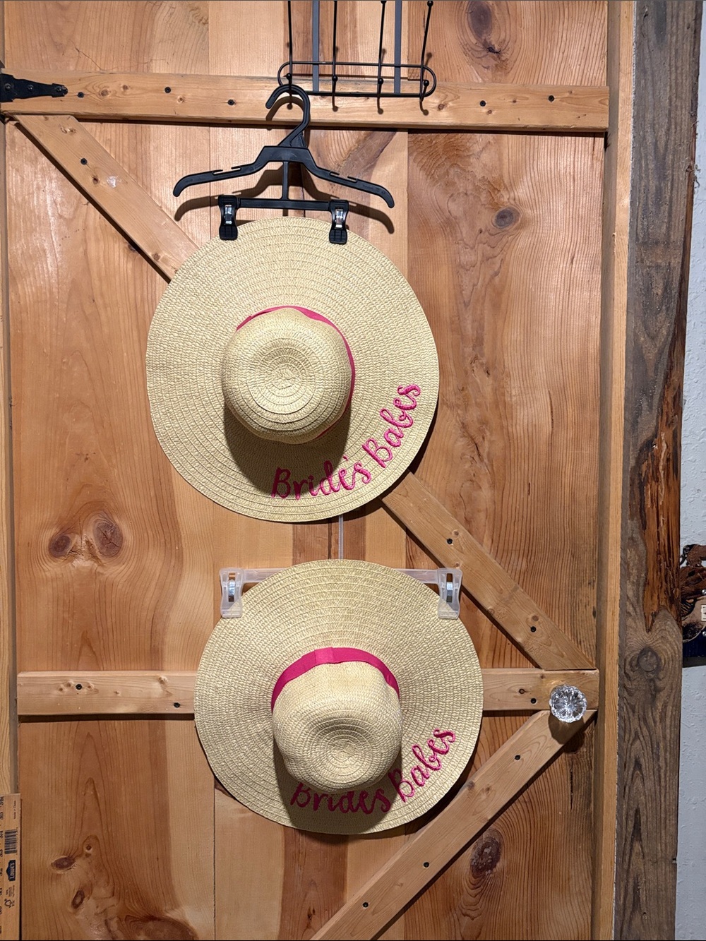 Brides Babes Embroidered Straw Sun Hat - Natural with Pink Trim